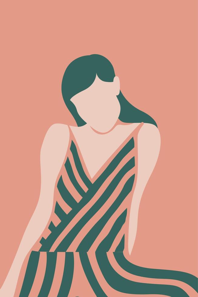 Contemporary Striped Women Printable Art Poster vector