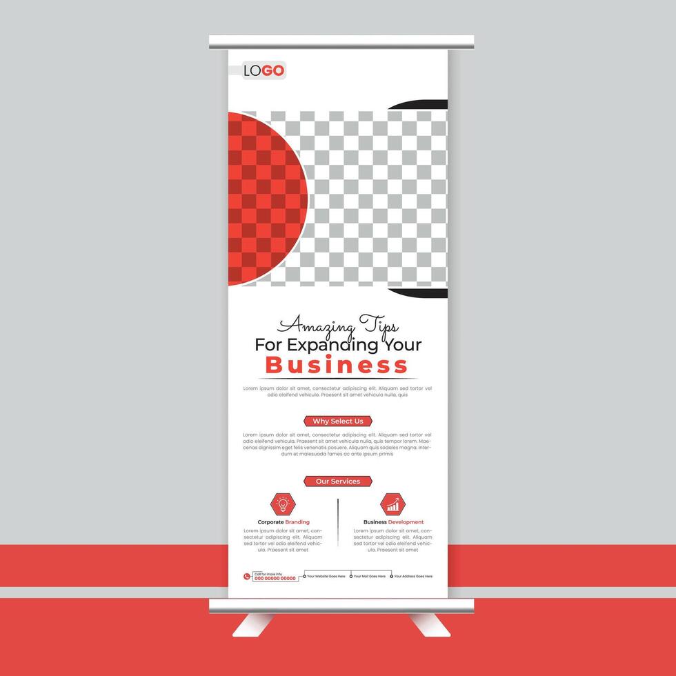 Corporate Business agency rollup pullup pop up standee retractable outdoor signboard banner design template for marketing vector