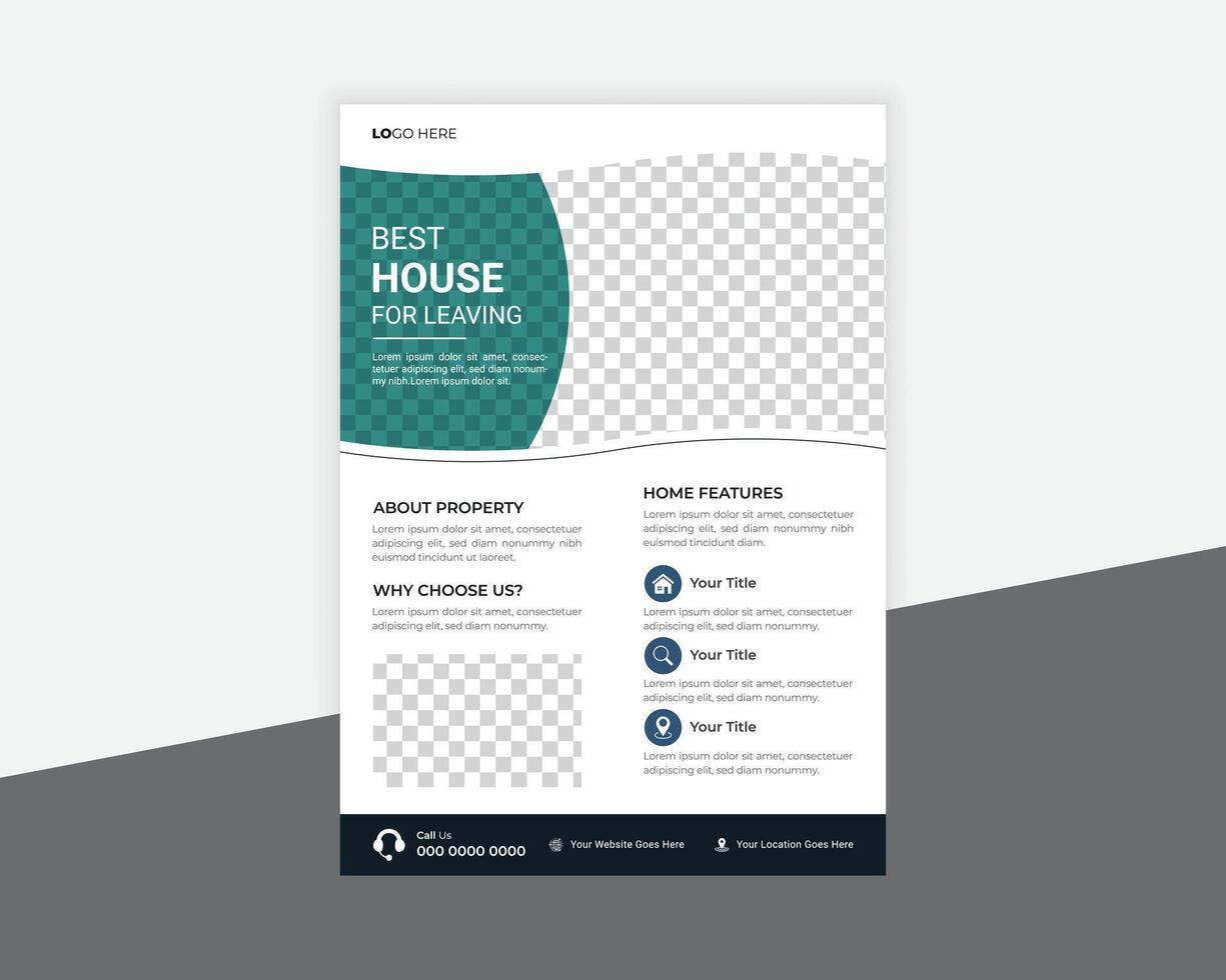 Real estate property sale flyer template, House sale flyer poster design vector