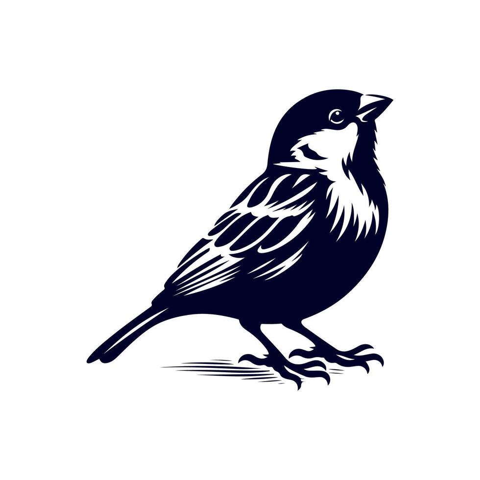 Sparrow bird silhouette Clip art isolated illustration on white background vector