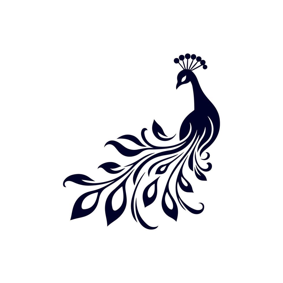 Peacock silhouette Clip art isolated illustration on white background vector