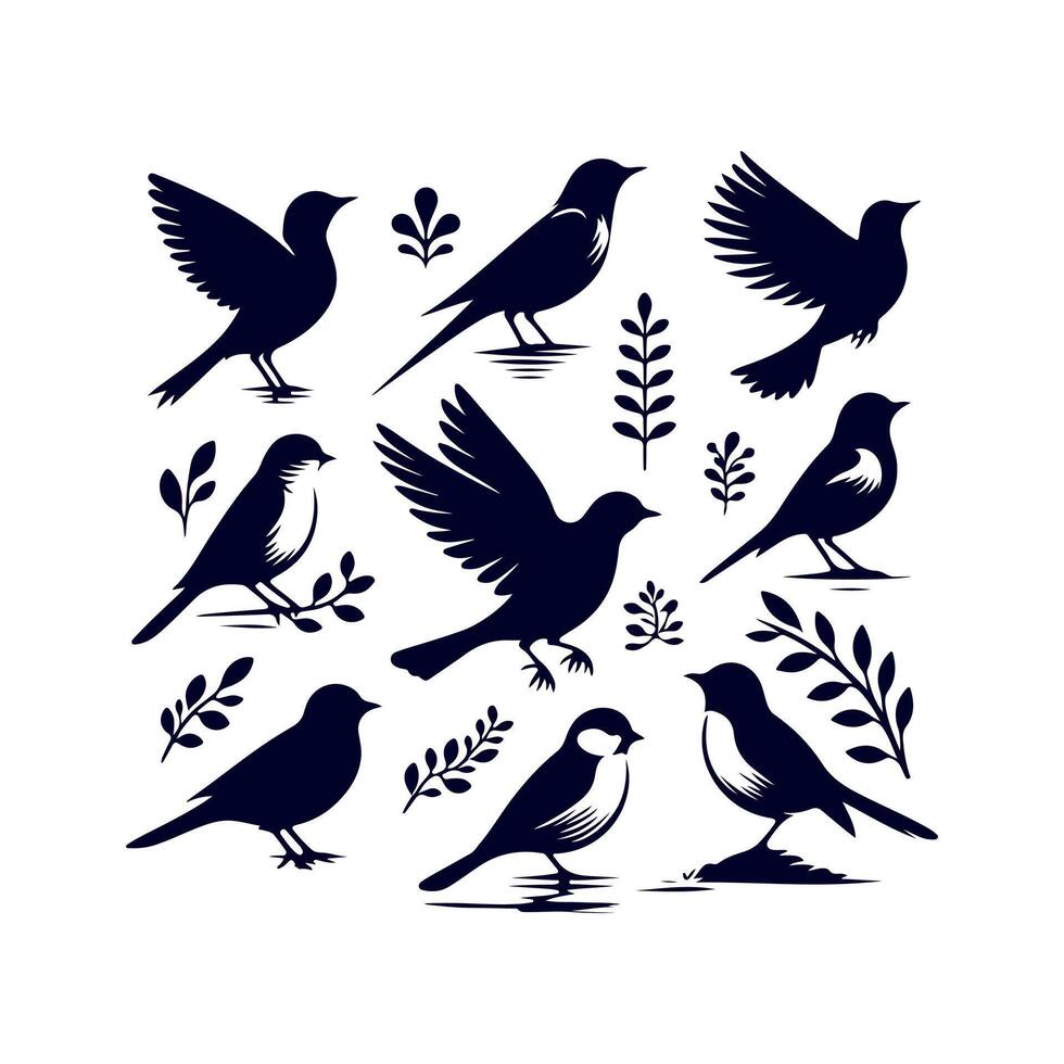 bird silhouette Clip art isolated illustration on white background vector