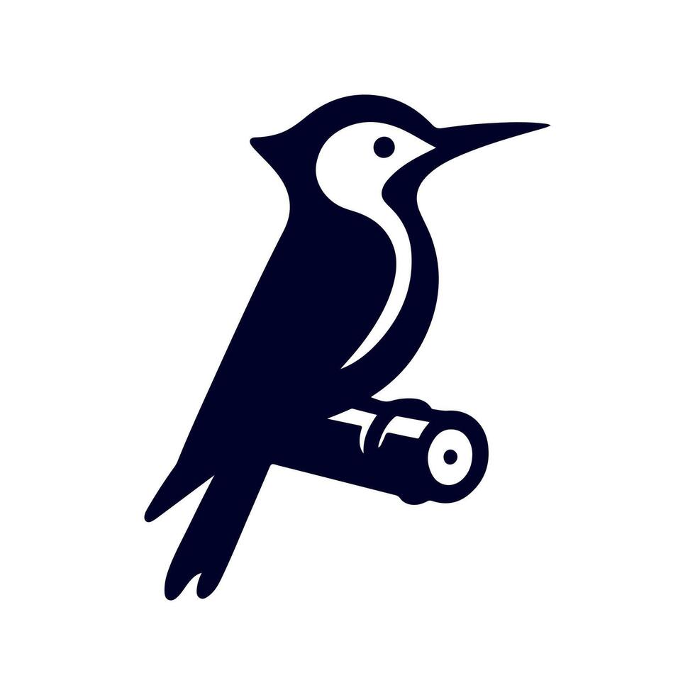 Woodpecker bird silhouette Clip art isolated illustration on white background vector
