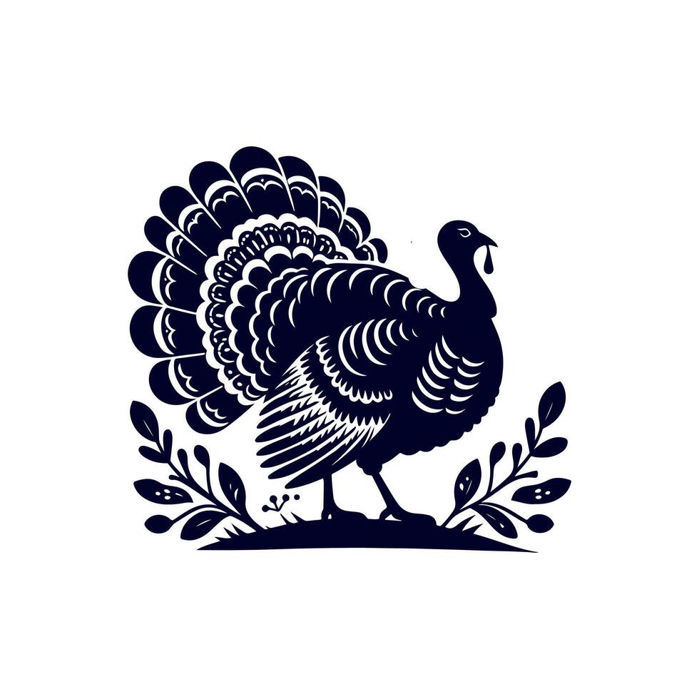Turkey silhouette Clip art isolated illustration on white background vector