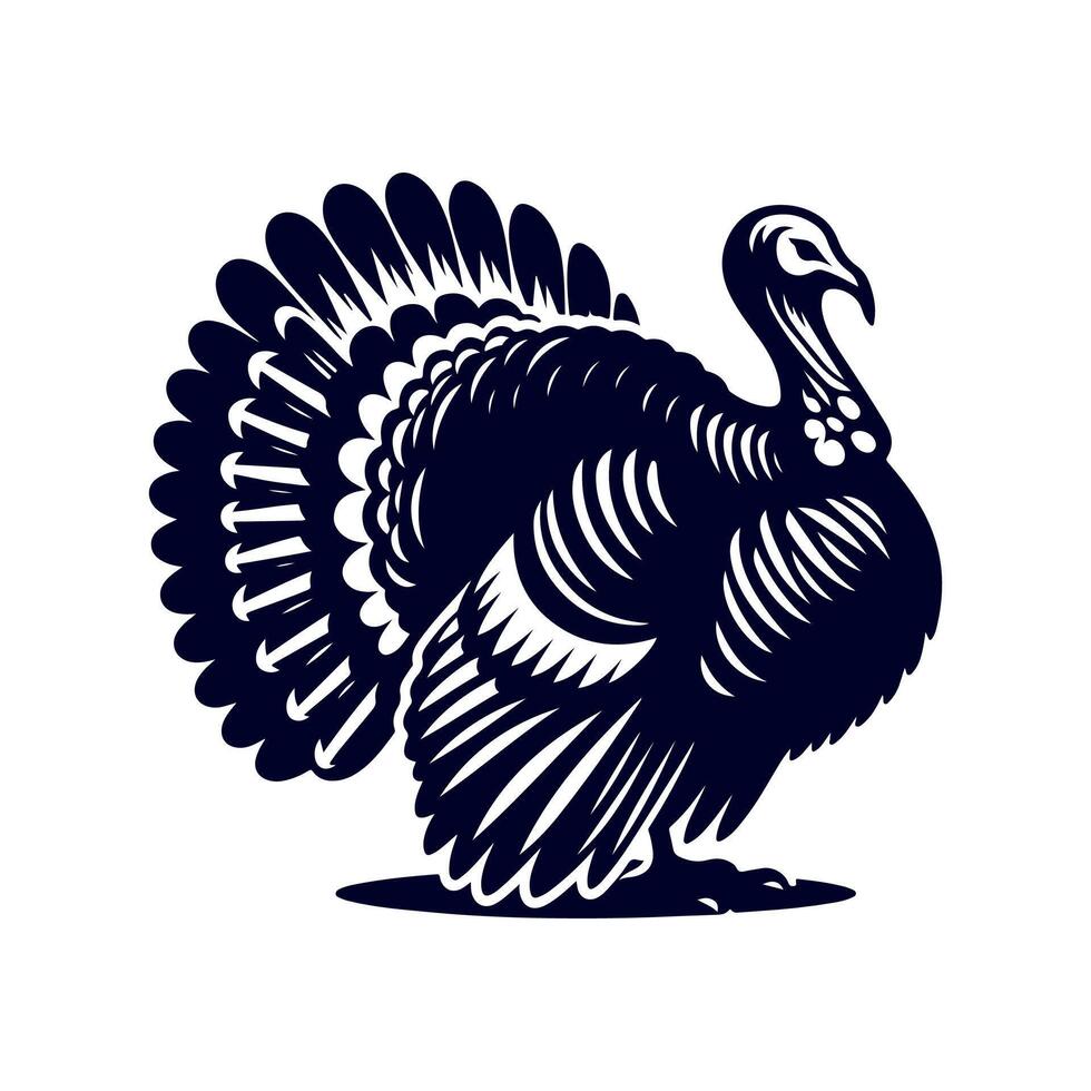 Turkey silhouette Clip art isolated illustration on white background vector