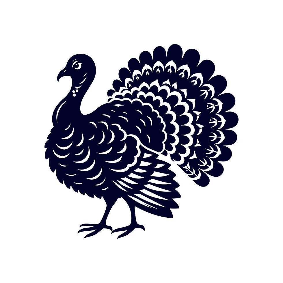 Turkey silhouette Clip art isolated illustration on white background vector