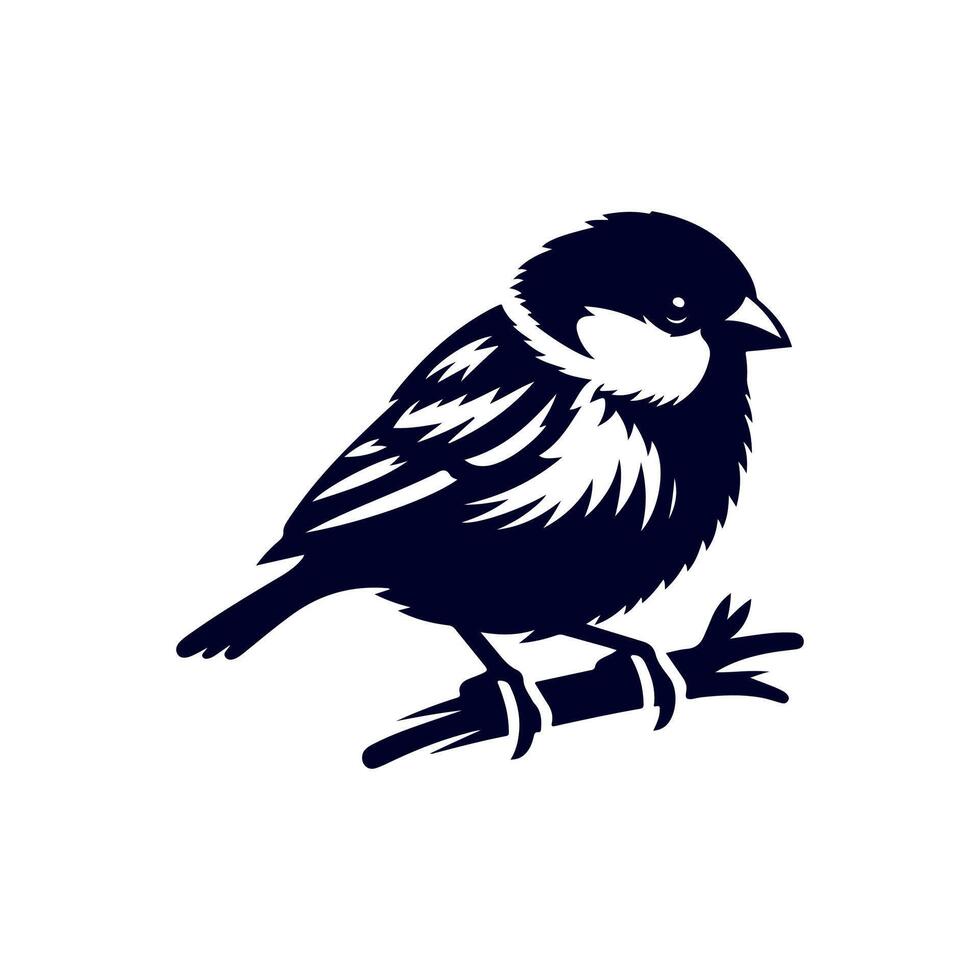 Sparrow bird silhouette Clip art isolated illustration on white background vector