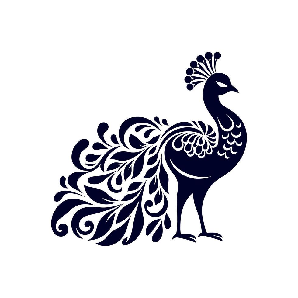 Peacock silhouette Clip art isolated illustration on white background vector