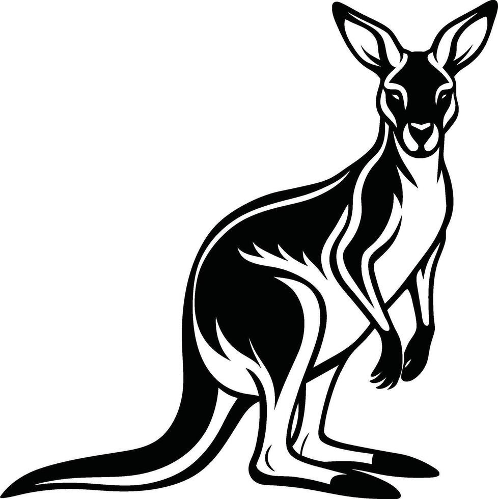 Kangaroo black silhouette . Kangaroo isolated on a white background. Kangaroo silhouette clip art. Kangaroo icon vector