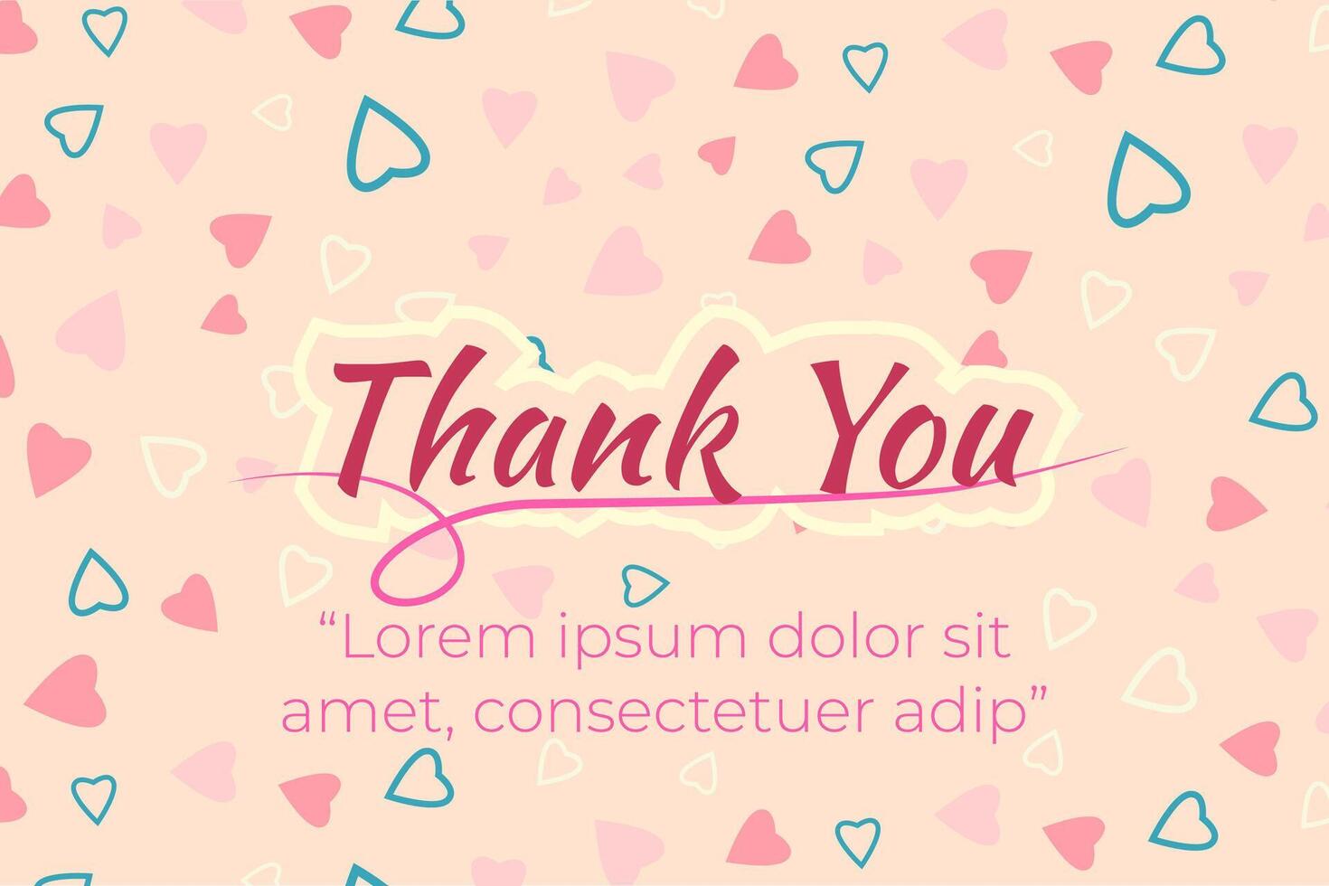 Thank you card, with a love theme for the people we love vector