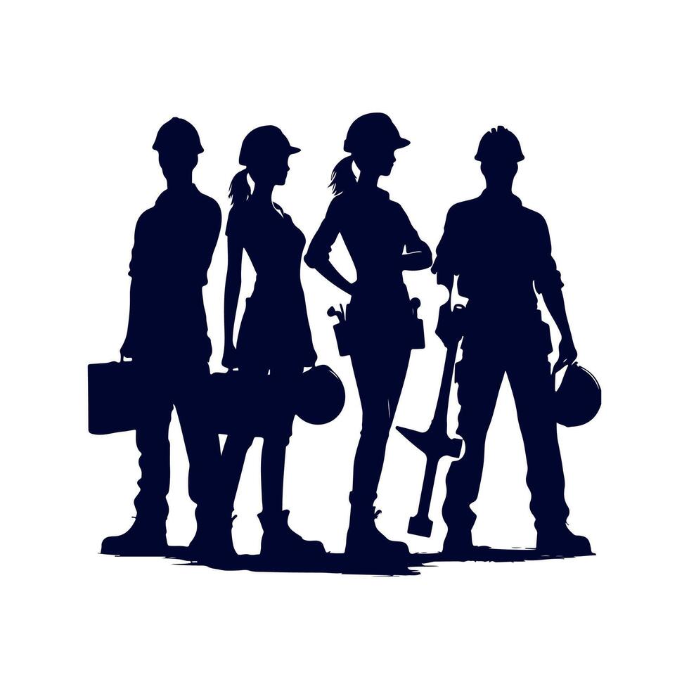 Worker silhouettes Clip art isolated illustration on white background vector