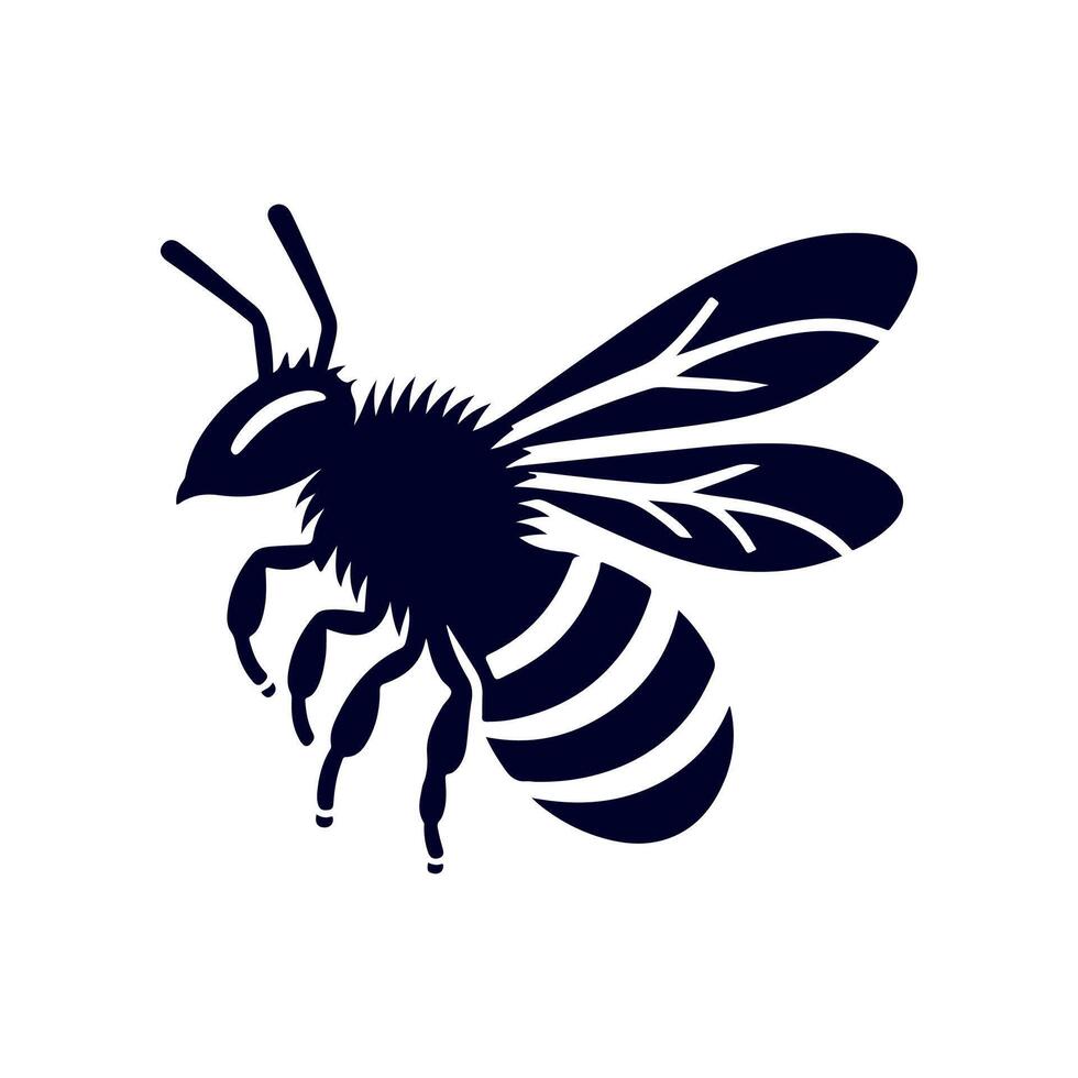 Honey bee silhouette Clip art isolated illustration on a white background vector