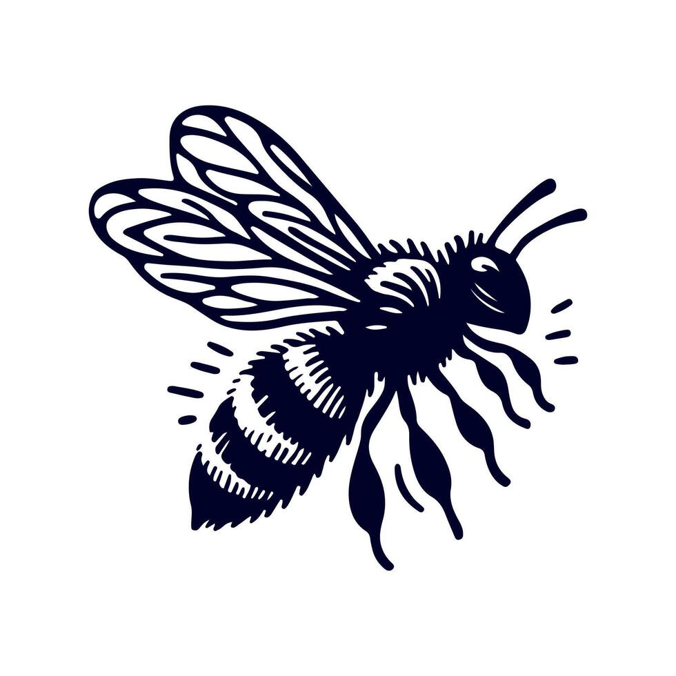 Honey bee silhouette Clip art isolated illustration on a white background vector