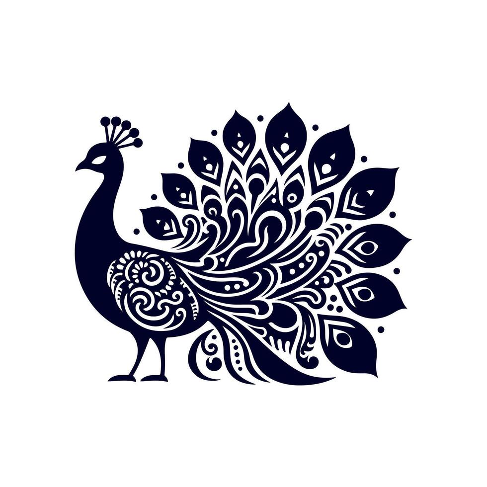Peacock silhouette Clip art isolated illustration on white background vector