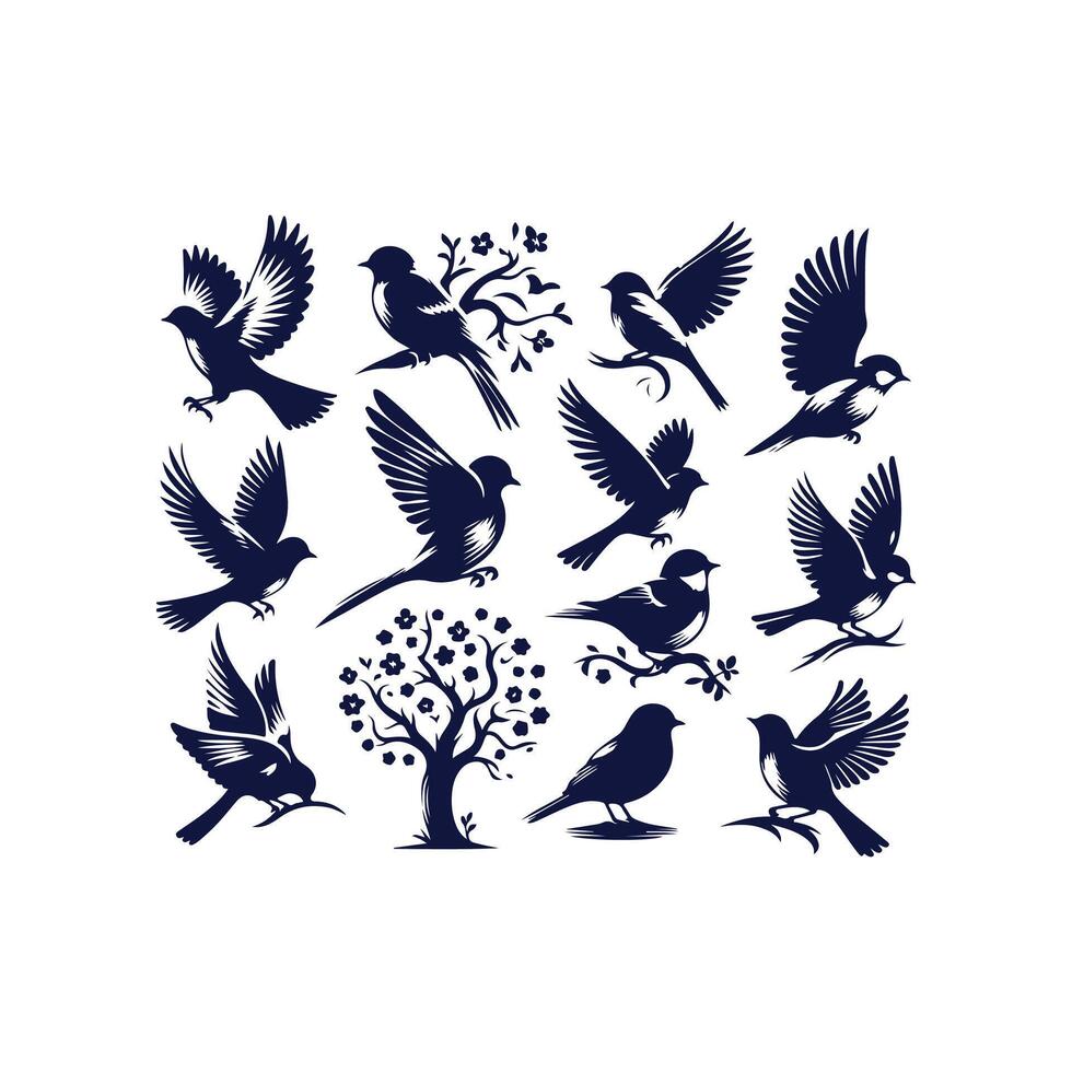 bird silhouette Clip art isolated illustration on white background vector