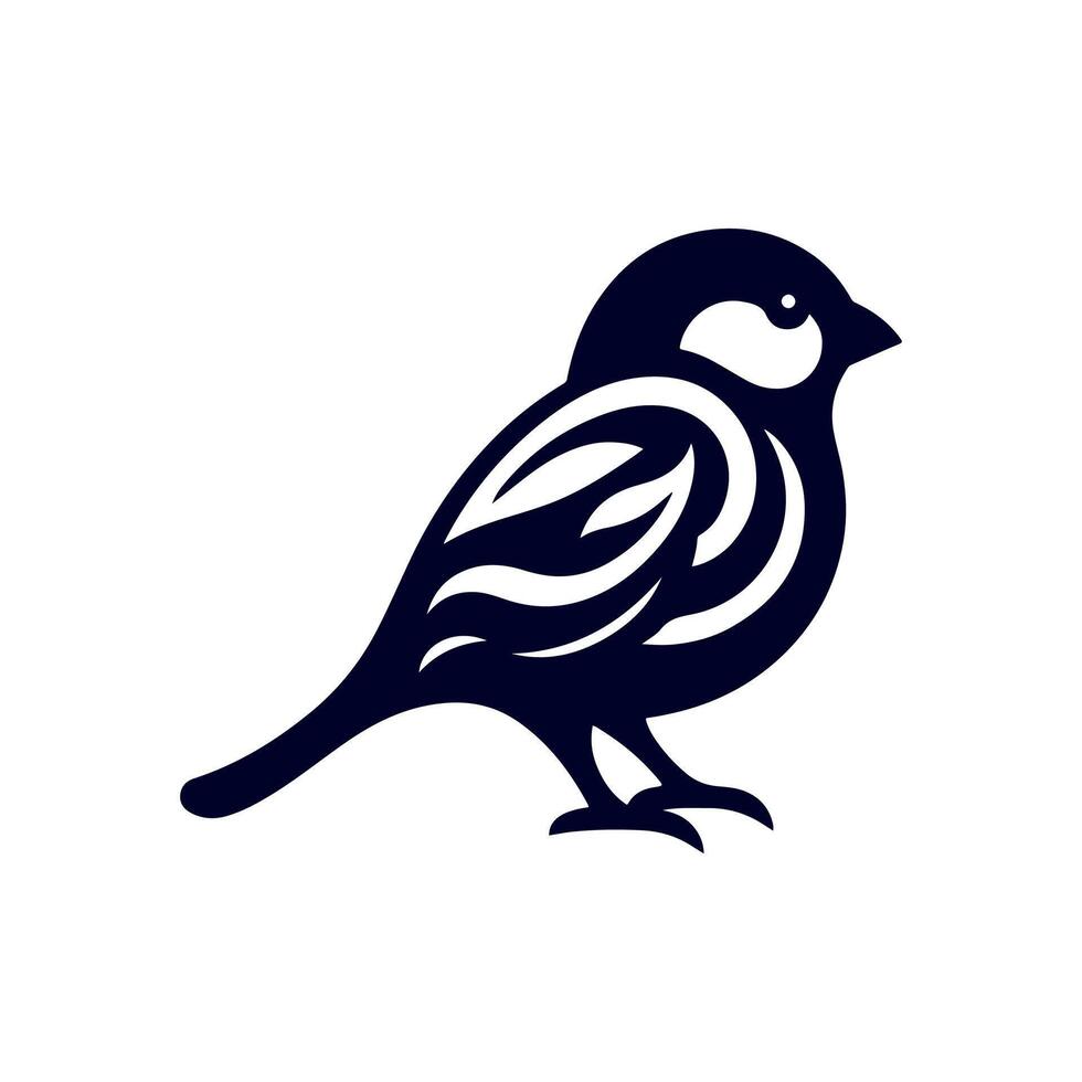 Sparrow bird silhouette Clip art isolated illustration on white background vector