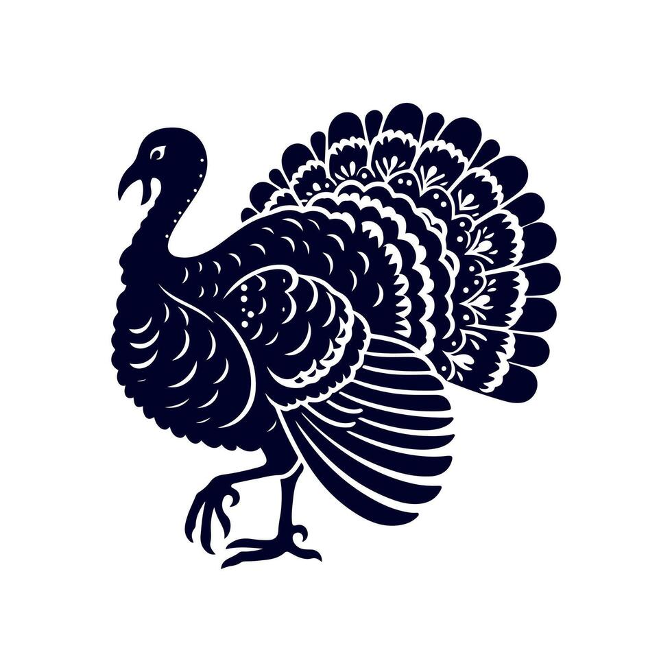 Turkey silhouette Clip art isolated illustration on white background vector