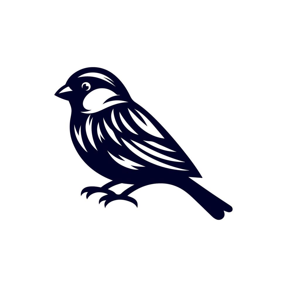 Sparrow bird silhouette Clip art isolated illustration on white background vector
