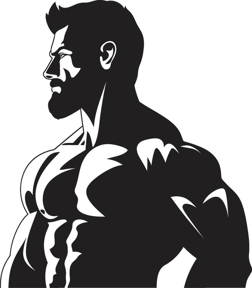 Gym Gladiator Black Fitness Man Icon in Black Strong Symbol Fitness Man Symbol Design vector
