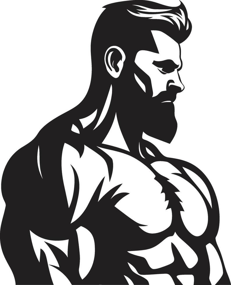 Power Emblem Muscle Man Icon Element Gym Gladiator Black Fitness Man Icon in Black vector