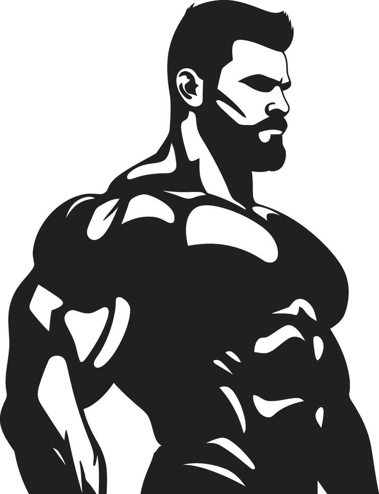 Body Beast Black Fitness Man Symbol Design Power Emblem Muscle Man Icon Element vector