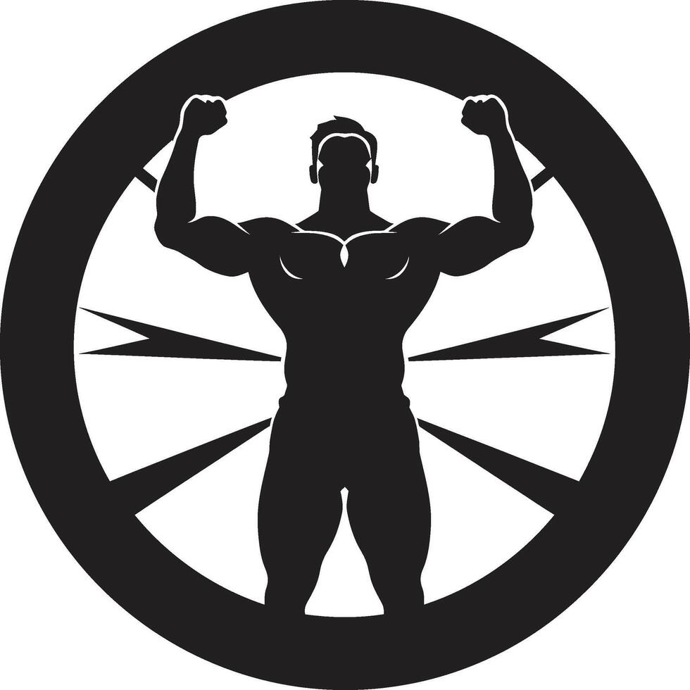 Power Emblem Fitness Man Symbol Design Gym Gladiator Black Fitness Man Icon Element vector