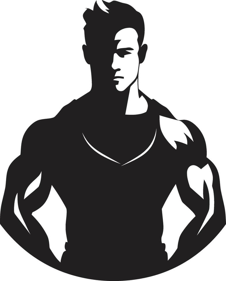 Gym Gladiator Black Fitness Man Logo Element Strong Symbol Muscle Man Icon in Black vector