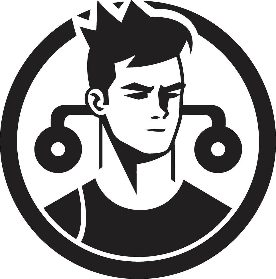 Muscle Mark Fitness Man Symbol Design Iron Icon Black Gym Man Logo Element vector