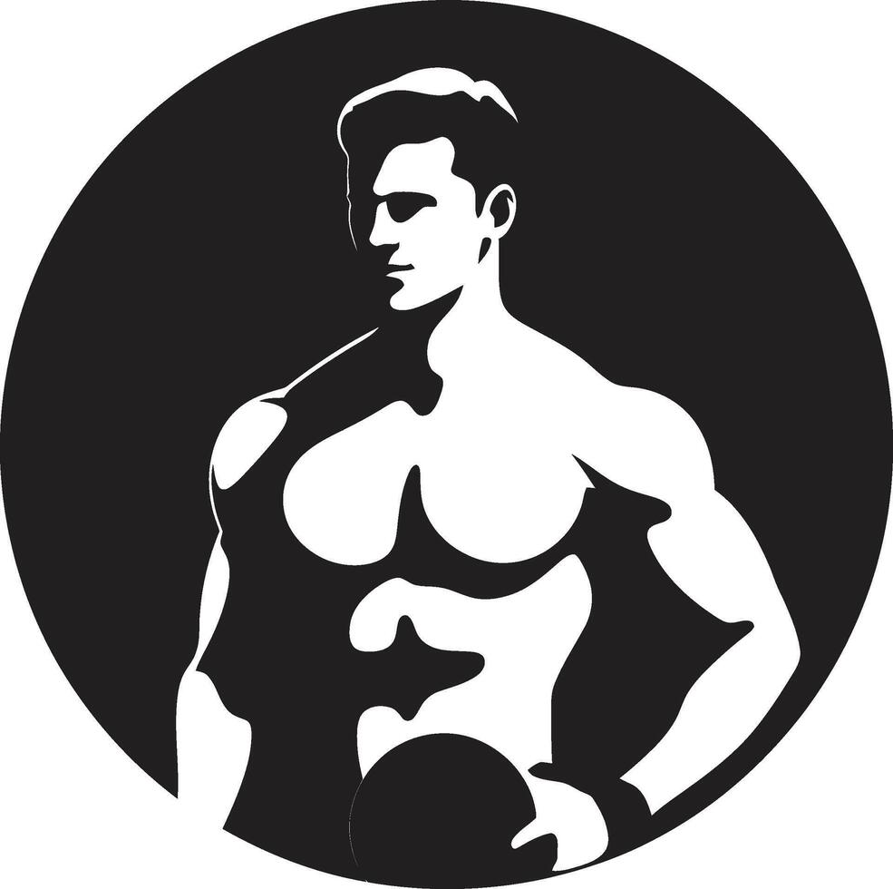 Gym Gladiator Fitness Man Symbol in Black Strong Symbol Black Muscle Man Logo Design vector
