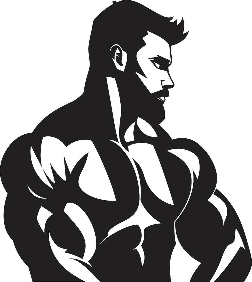 Iron Icon Fitness Man Icon in Black Body Beast Black Fitness Man Symbol Design vector