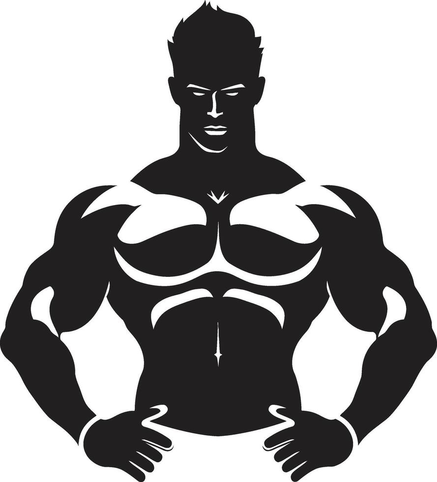 Strong Symbol Fitness Man Icon Element Fit Fusion Black Fitness Man Symbol in Noir vector