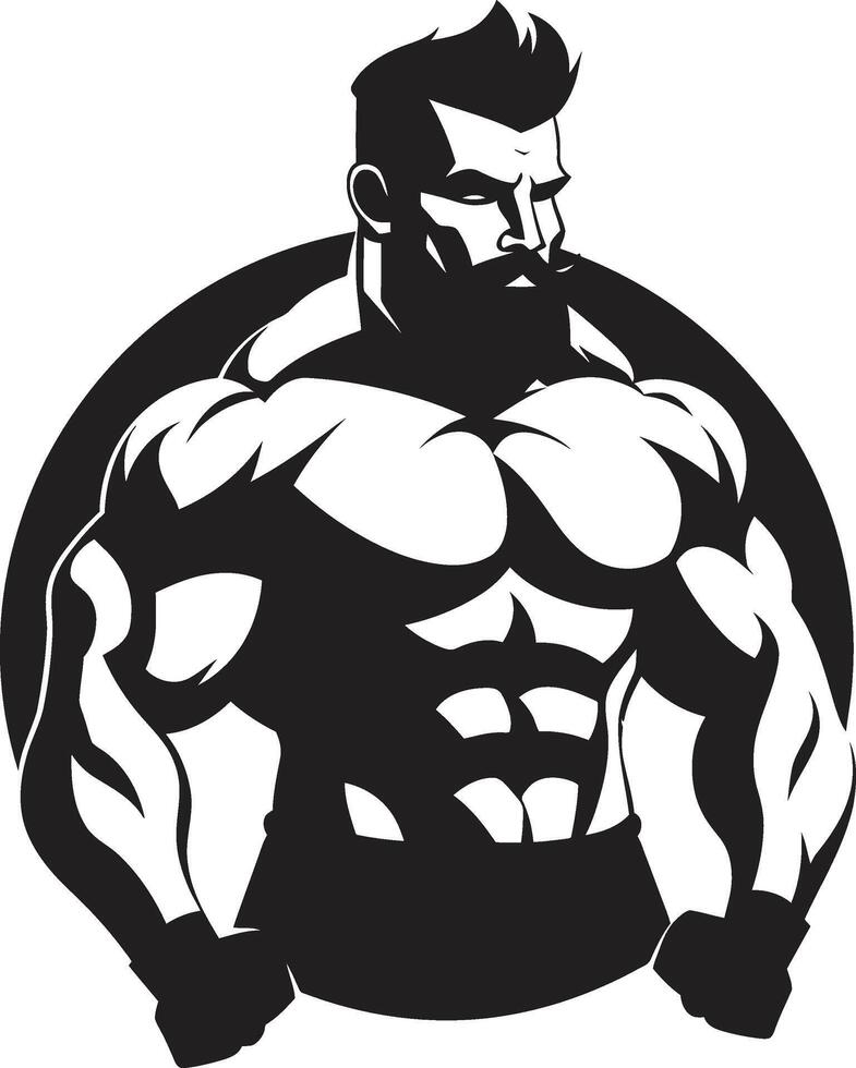 Power Emblem Fitness Man Icon in Black Gym Gladiator Black Fitness Man Symbol Design vector