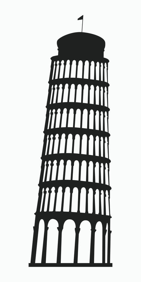 Pisa tower silhouette illustration vector