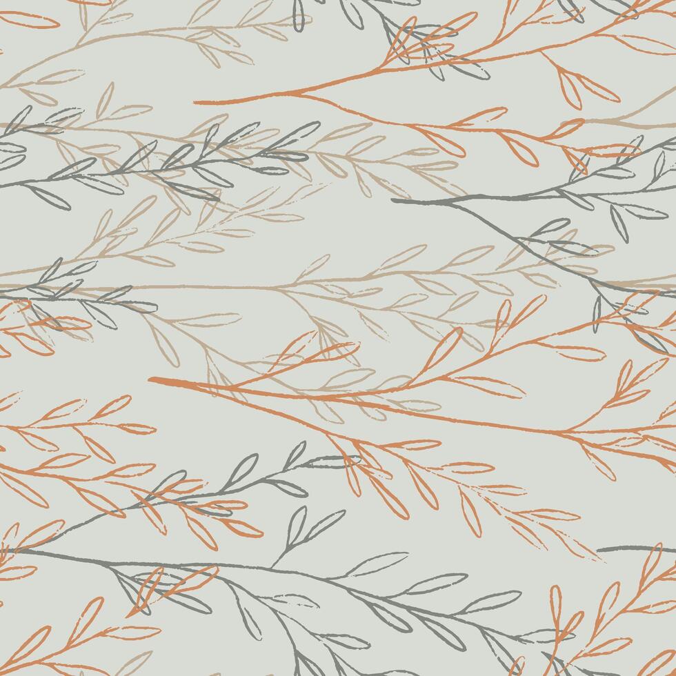 Sketches of field plants. Hand drawn seamless pattern. Gentle botanical ornament. Abstract summer design for print, wrap, decor, fabric, textile, background, wallpapers, scrapbooking. vector