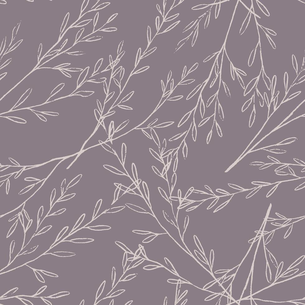Sketches of field plants. Hand drawn seamless pattern. Gentle botanical ornament. Abstract summer design for print, wrap, decor, fabric, textile, background, wallpapers, scrapbooking. vector
