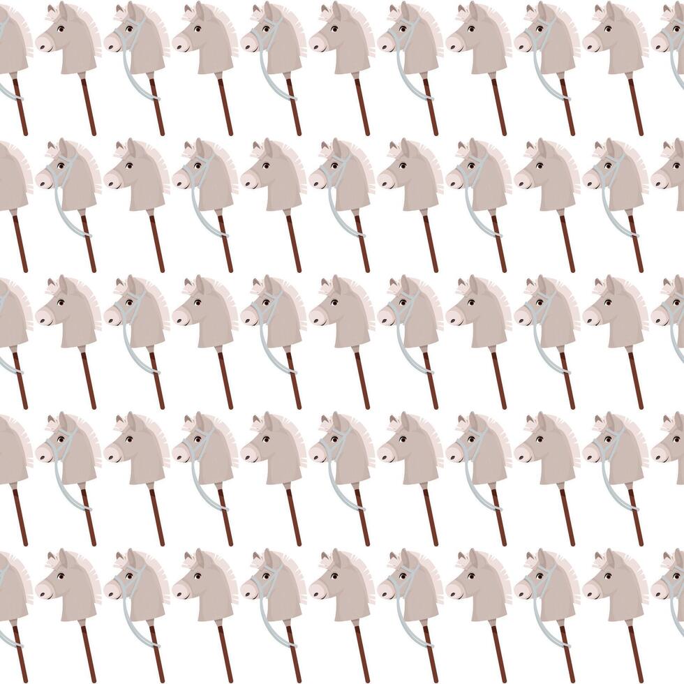 Seamless pattern of cute toy horse heads for hobbyhorsing vector