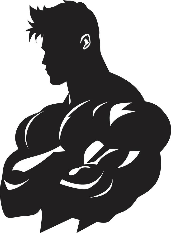 Fit Fusion Muscle Man Logo in Black Muscle Mark Black Fitness Man Symbol Design vector