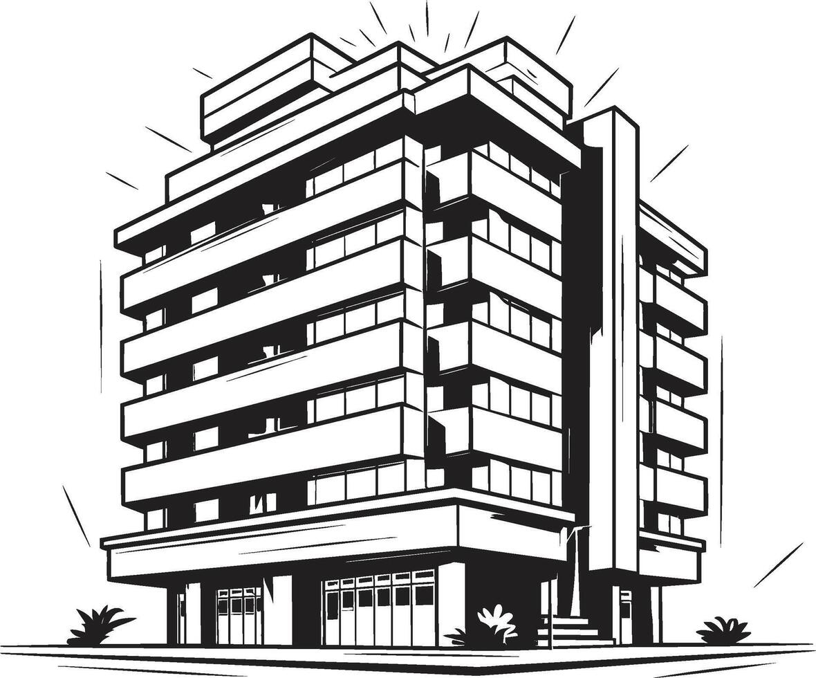 Noir Urban Development Design Multifloor Structure in Black Midnight ...