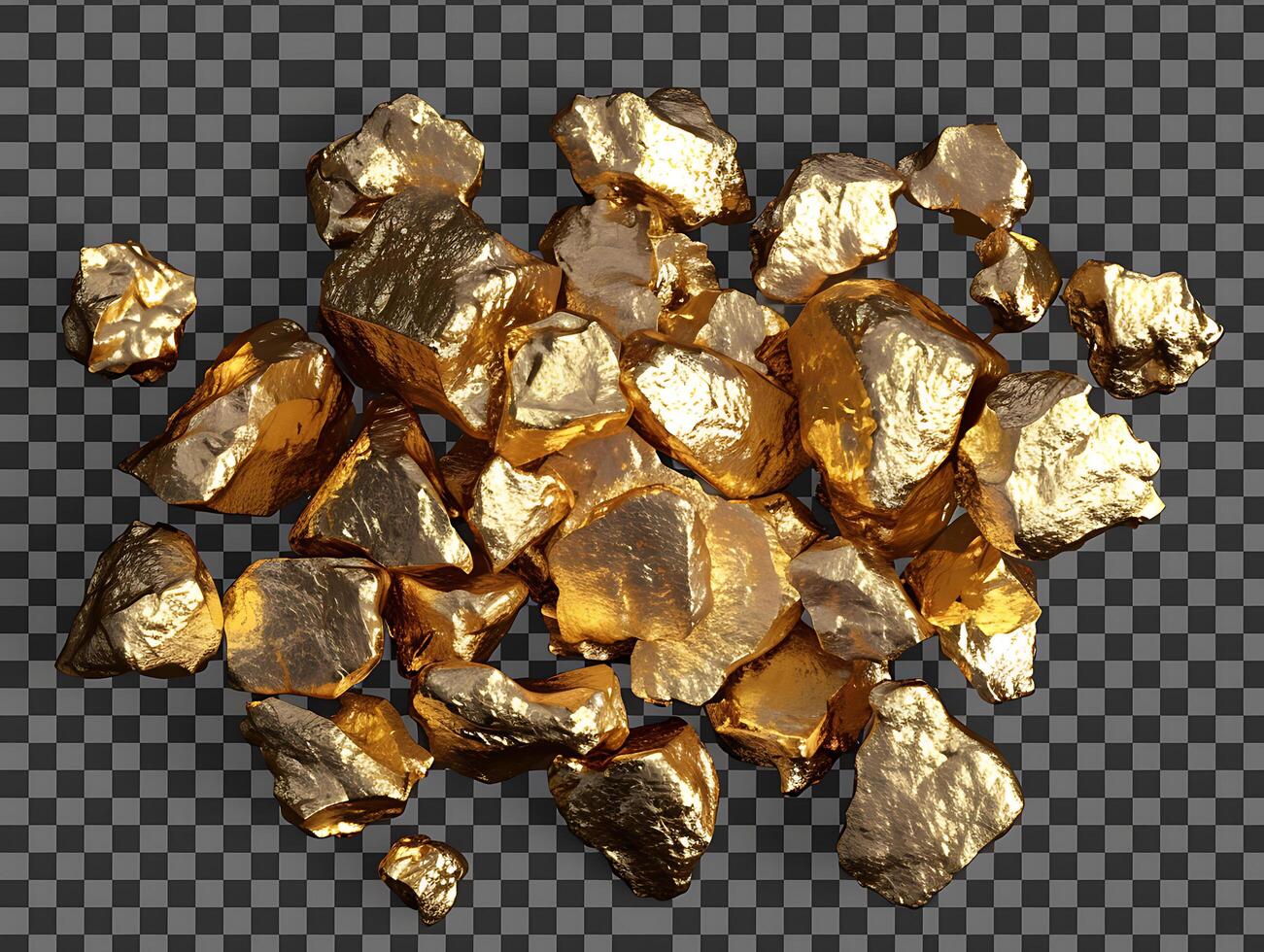 Shimmering gold nuggets in high resolution photo