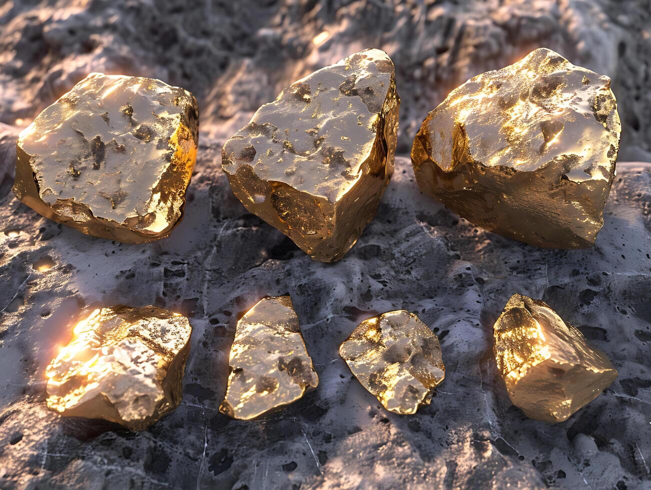 Shimmering gold nuggets in high resolution photo
