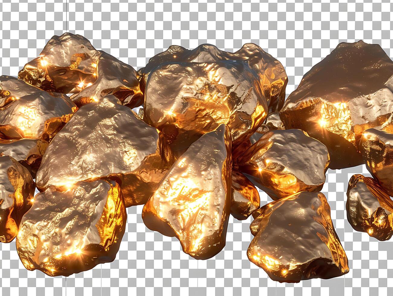 Shimmering gold nuggets in high resolution photo