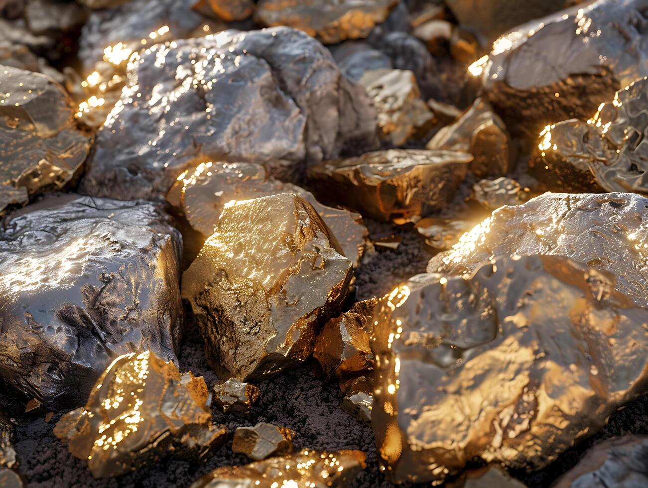 Shimmering gold nuggets in high resolution photo