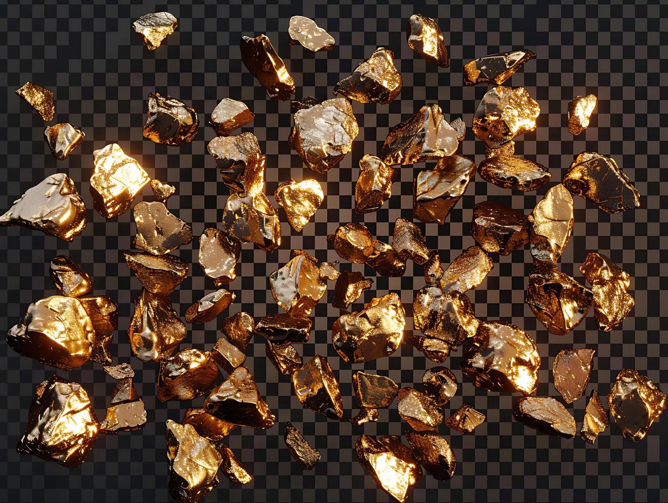 Shimmering gold nuggets in high resolution photo