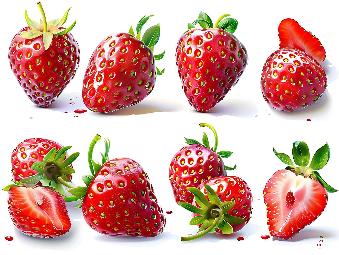 Set of delicious strawberries on a white background photo