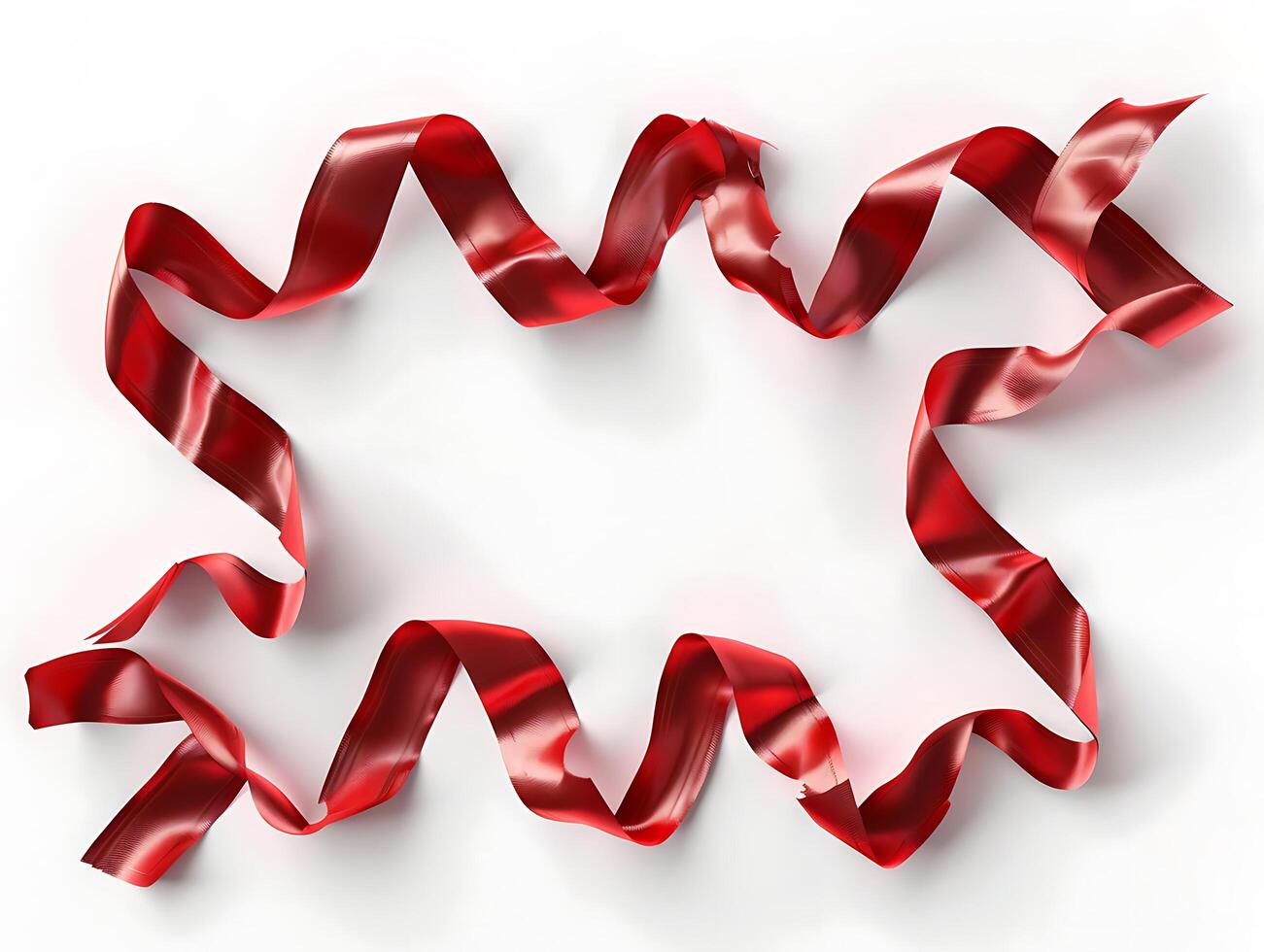 Set of red fluttering ribbons in high resolution photo