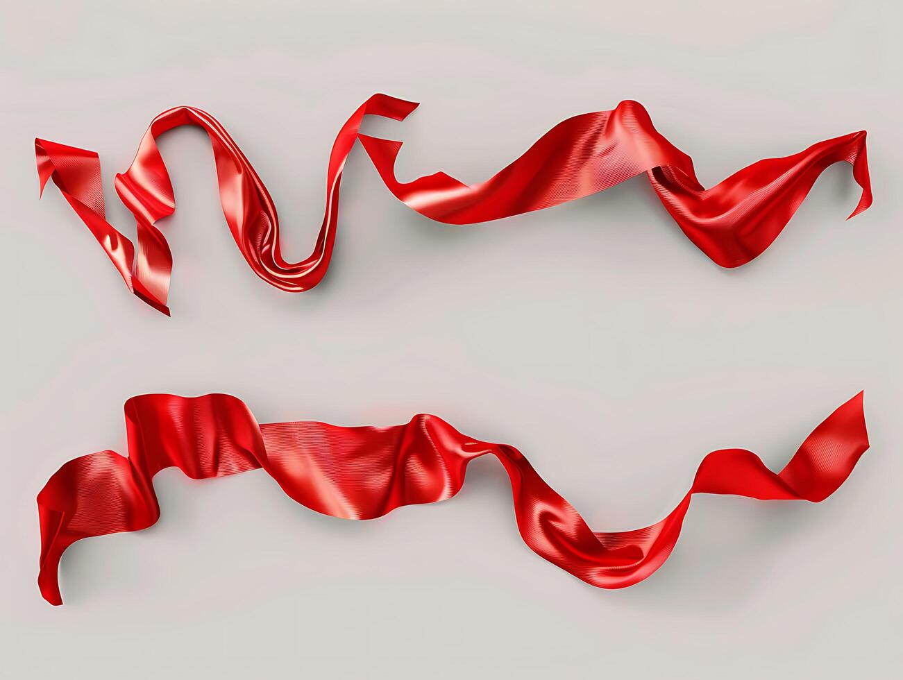 Set of red fluttering ribbons in high resolution photo