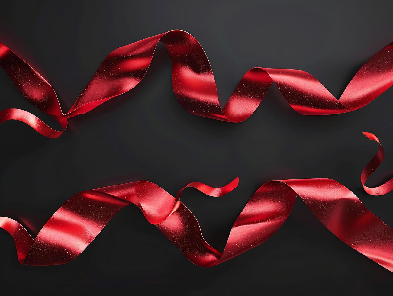 Set of red fluttering ribbons in high resolution photo