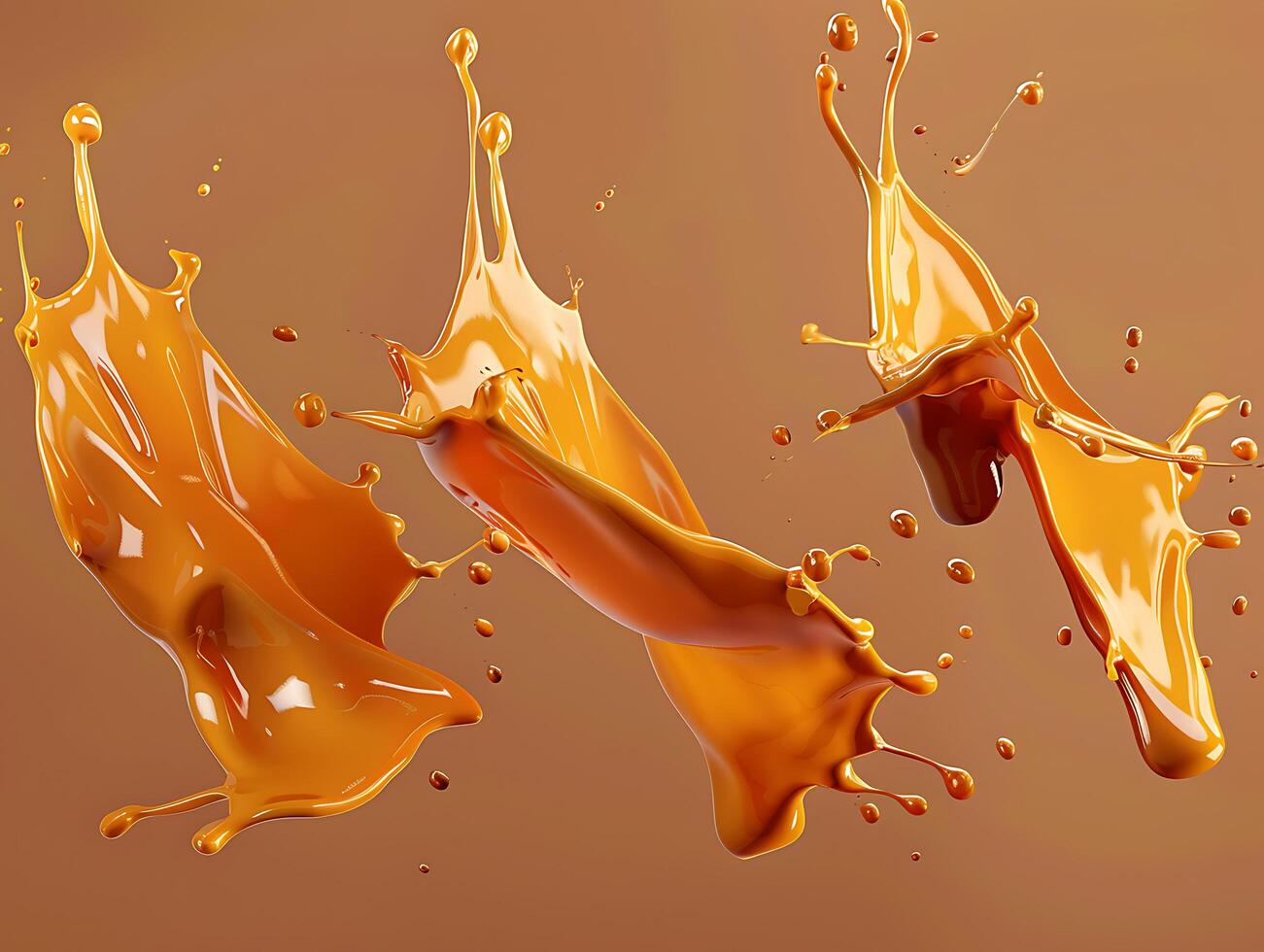 Set of delicious caramel splashes in high resolution photo