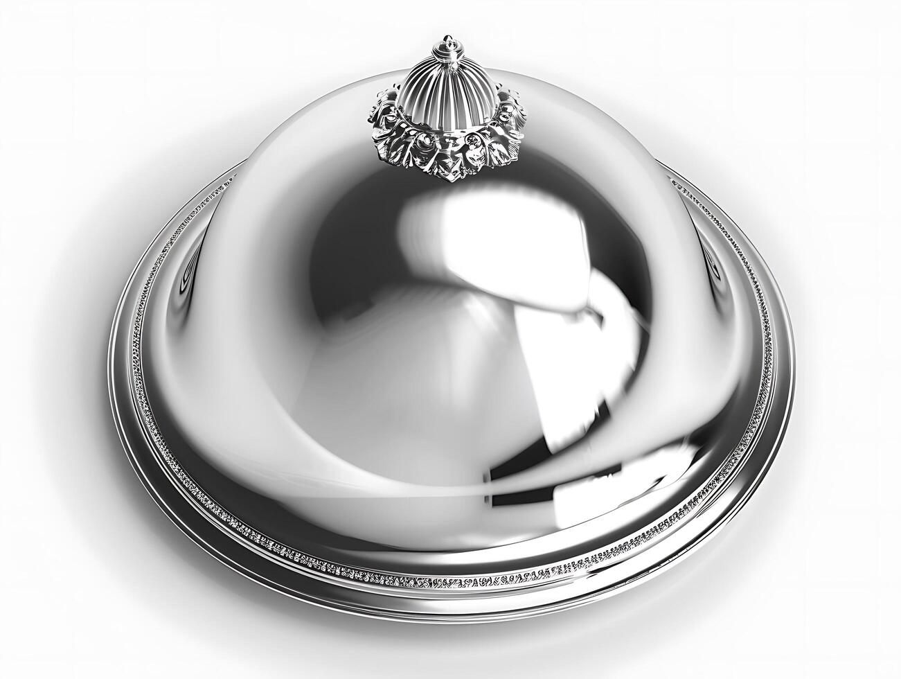 Shiny silver cloche in realistic high resolution photo