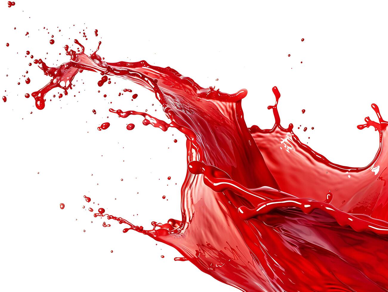 Red splash isolated on white background in realistic high resolution photo